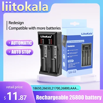 liitokala lii C2 26800 литиева батерия от 3.7 В зарядното устройство № 5 7AAA Нимх 18650 богат на функции 26650 активиране на 21700