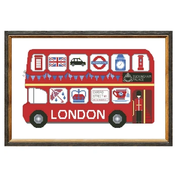 Лондон с автобус, определени за кръстат бод 18ct 14ct 11ct без печат платно за бродерия бродерия си САМ 