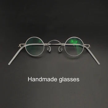 Реколта кръгли очила ръчно изработени с диаметър 30, 32, 34, 36, 38 мм малка дограма, мъжки и женски ретро оптични очила с кръгли лещи с рецепта