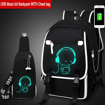 2021 USB зареждане музикален нажежен нов училищен раница унисекс За тийнейджъри, раница за тийнейджъри, училищни чанта, студентски портретно чанта за момчета и момичета