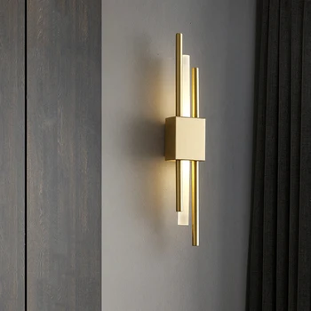 Скандинавски Стил на Закрито LED, с монтиран на стената Лампа Минималистичен Златен Черна Тръба, с монтиран на стената Лампа За Дневна, Антре, Коридор Спални Аплици