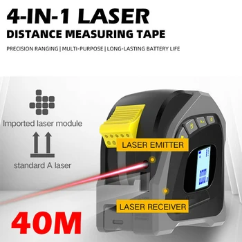 4 В 1 LED Дигитален Лазерен Лента Далекомер, 40 м Далекомер USB Акумулаторна Измерване на лента За Измерване на Разстояния, Строителни инструменти