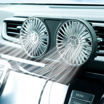 Автомобилно отдушник с Двоен Вентилатор, USB Охлаждащ Вентилатор за Кола На Задната Седалка Въртящи се на 360 Автомобил с 3 Високоскоростен Вентилатор Ventiladores