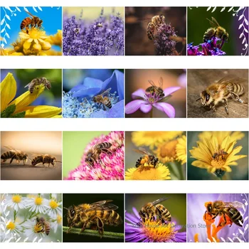 Направи си сам Картина Цветя, Лавандула Пчела Пейзаж 5D Пълен с Квадратен Кристал Бродерия Художествена Картина от Страз Начало Декор