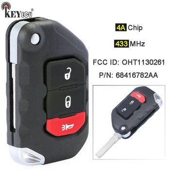 KEYECU 433 Mhz PCF7939M 4A FCC ID: OHT1130261 68416782AA 4 бутона Умно дистанционно ключ, Ключодържател, Ключодържател Jeep Wrangler JL Gladiator 2018-2022