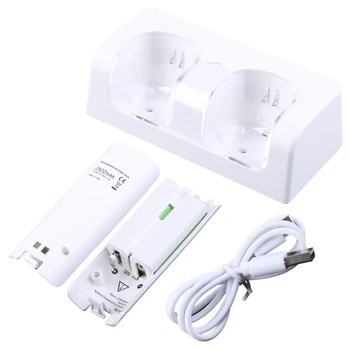 Дистанционно управление, двойно зарядно устройство ще захранване на зарядно устройство + 2 Батерии за геймпада на Wii, Зарядно устройство с led индикатор