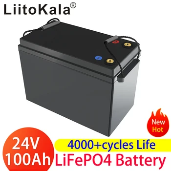 НОВ LiitoKala 24 В 100Ah LiFePO4 Батерии Слънчев Голф Автомобил За Мотокар Водоустойчив, Батерия За Инвертор на Слънчевата Система Извънбордови Мотор