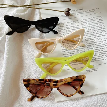 Слънчеви Очила Cateye Дамски Секси Ретро Малки Слънчеви Очила Cat Eye Маркови Дизайнерски Цветни Очила За Жени Oculos De Sol