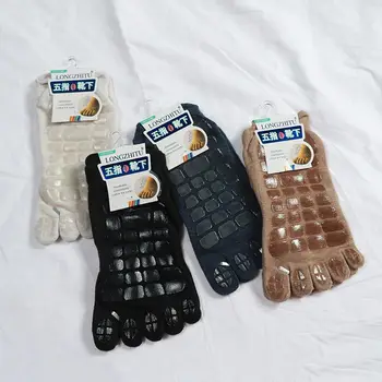 Зимни Мъжки Чорапи С Пет пръста, Топли Нескользящие Чорапи Без Чорап, Чехли, Къси Чорапи До Глезените