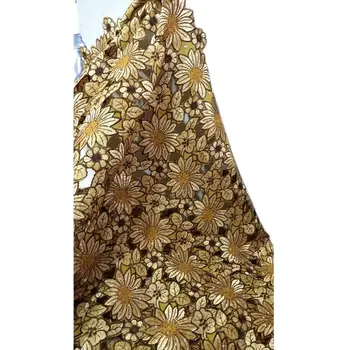 Утайка от висококачествена африканска лейси плат, ръчно изработени сватбени дантела с камъни, 5 ярда вышитого памук швейцарския вуалевого дантела-N88168