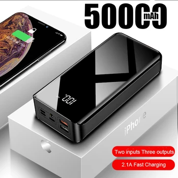 PowerBank 50000 ма Usb Преносим Допълнителен Помощен Батерия за Мобилен Банка за Захранване на Зарядно Устройство За iPhone 13 Xiaomi 11 carregador portátil