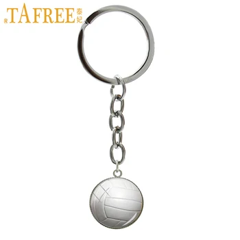 TAFREE Мода чисто бял Волейбол ключодържатели снимка чар случайни спортен плажен волейбол ключодържател топката фенове бижута подарък B1379