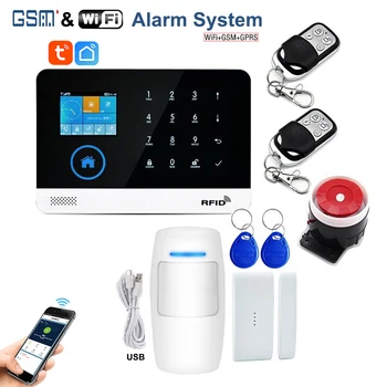 Най-новата Интелигентна WIFI GSM Аларма анти-кражба Домашна Охранителна алармена система с Датчик за движение Приложение за дистанционно Управление на Умен дом Комплект