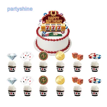 Казино Украса На Торта За Рожден Ден Чипове 777 Слот Машина Cupcake В Цилиндър За Възрастни Покер Хазартни Игри Рожден Ден На Доставката