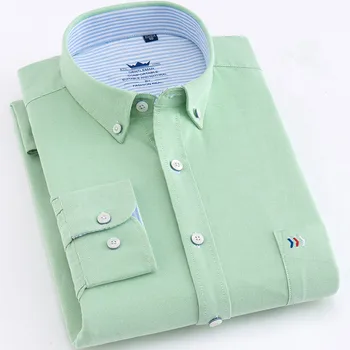 Висококачествени Мъжки Ризи От Памук С Дълъг Ръкав, Однотонная Луксозен Мъжки Професионална Риза На Зелени И Бели На Цвят, Мъжко Облекло Camisas De Hombre