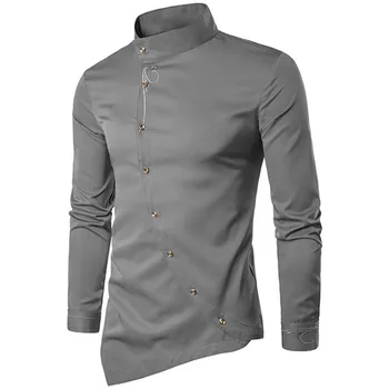 Риза С дълги Ръкави, Обикновена Риза Slim Fit, Мъжки Ежедневни Нередовни Мъжки Ризи 2021, Модерна риза с бродерия, Мъжки блуза
