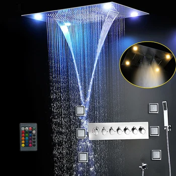 Най-пълен Комплект за душ 6 Функции Луксозна Система Баня Големият Водопад в Двойна Дъжд, Мъгла Скрит Тавана Душ-Масаж