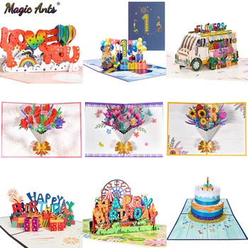 3D Изскачащи Картички, Цветя, Картичка за Рожден Ден, Годишнина Подаръци Картичка Клен, Череша Дърво Сватбени Покани, Поздравителни Картички