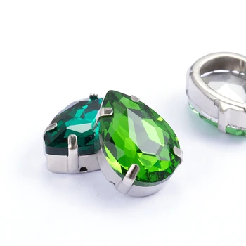 Супер Блестящ Топ Камък Капка Сълзи Зелен Стъклен Crystal Кристали И Високо Качество На Sew Кристали С Нокът Шият Дрехи Занаяти