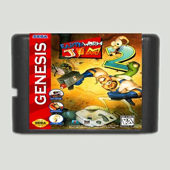 Земен Червей Джим 2 16-Битова Игрална карта За Sega Mega Drive и Sega Genesis