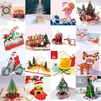 3D Изскачащи Картички от Дядо Коледа, Коледни Поздравителни Картички, Покани за Парти, Подаръци, Коледна Поздравителна картичка за Годишнина Подаръци, пощенска Картичка