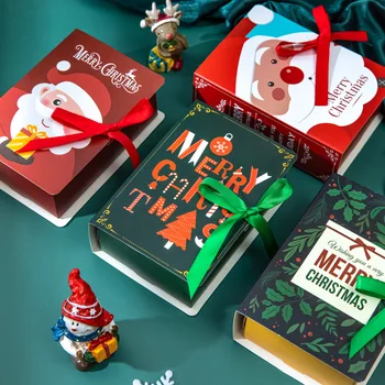 20PCS Книгата Форма на Весела Коледа Кутии с шоколадови Бонбони Чанти Коледа Дядо Коледа Подарък Кутия за Бижута Вечерни Доставки Коледна Кутия Бисквити