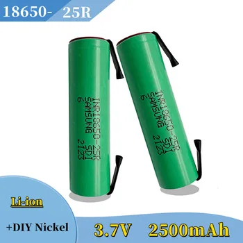 100% Оригинал За Samsung 18650 2500 mah батерия INR18650 25R 20A освобождаване от отговорност на литиеви батерии + DIY Никел