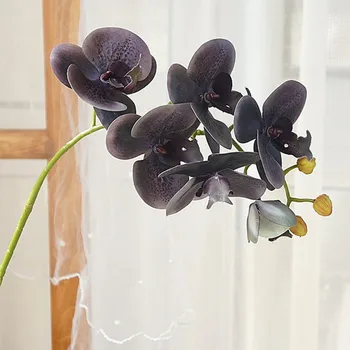 Нова Черна, сива, клон орхидея украса на хола изкуствени цветя истински сензорен пластмасова декорация за дома подаръци на майка ми