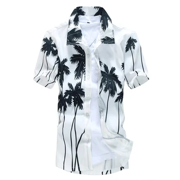 Aloha Хавайска Риза Мъжки Дрехи 2022 Лято Camisa Havaiana Ризи С Принтом Кокосовата Палма Къс Ръкав за Мъже Плажно Облекло 4XL 5XL