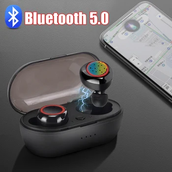 Слушалки TWS Bluetooth 5,0 Безжични Слушалки Спортна Водоустойчива Слушалки Сензорно Управление С Led Подсветка на Калъф За Зареждане