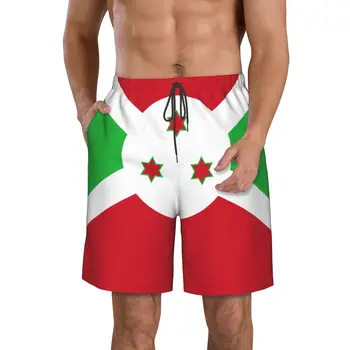Мъжки Плажни Панталони С Флага Бурунди, Шорти За Сърф, M-2XL, Бански костюм от Полиестер За Бягане