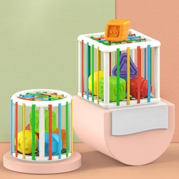 Нови Цветни Форми Блокове Сортиране Игра, Детски Уроци Забавни Играчки Монтесори За Деца Bebe Birth Inny 0 12 Месеца Подарък
