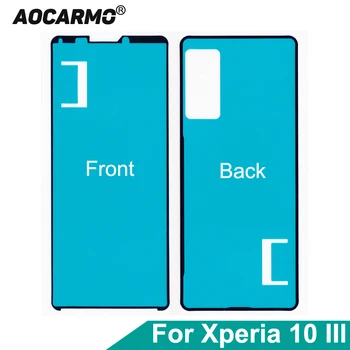Aocarmo За SONY Xperia 10 III X10III Преден LCD Дисплей на Екрана на Дисплея Залепваща Делото Заден Корпус Врати Стикер Залепваща Лента