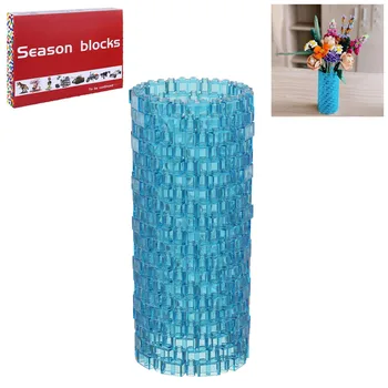 400шт Прозрачни Строителни Блокове Ваза MOC Стъблото Играчка За Букета Цветя 10280 (Без набиране на Букети цветя) - Синьо-Сиво Прозрачно