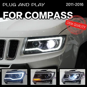 Фаровете За колата Jeep Compass 2011-2016 автомобилни стоки LED DRL Hella 5 Ксенонова Леща Hid H7 Cherokee Автомобилни Аксесоари