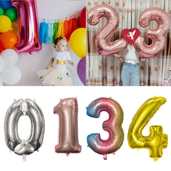 40 Инча Големи Балони Балони На Рожден Ден С Номера Балони Честит Рожден Ден Украса За Парти Децата На Възрастни Фигурки Сватбени Балони