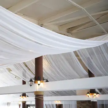 Широчина 5 метра Ледена Коприна Таванна Покривка Прозрачна Завеса Панел на Покрива на Навес Украса Драпировочная Плат Сватбена Украса