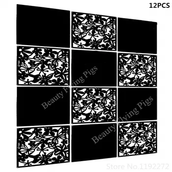 WSHYUFEI Окачен Разделител за стая, 12 бр. PVC Черен Плътен и Изрежете Панелът на Екрана за Декориране на хол, трапезария, (Черно + дъска Soild)