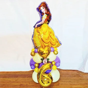 28 бр./компл. Тема на Дисни Princess Belle Балони Балони 16 инча Златен Номер Балони За момичета Рожден Ден Детски Душ Вечерни Украса
