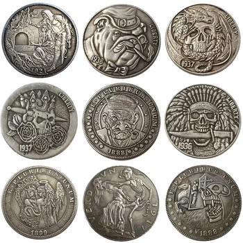 Morgan Hobo Монети Възпоменателни Монети перлено бял Череп Монета са подбрани Антични 3D Метална Запомнящо се Начало Декор Подарък За Нова Година