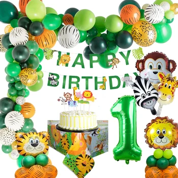Декор от балони За рождения Ден на Момчето 1-9 години, Детски Украшения за Първия Рожден Ден, Темата на Сафари в джунглата, Гирлянда от балони, Арката на