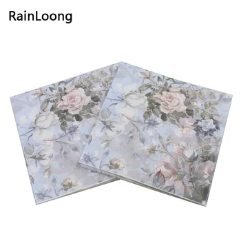 [RainLoong] Хартиени салфетки с изображение на рози за украса на мероприятия и партита, текстилен ноември 33 см * 33 см, 1 опаковка (20 бр/опаковане.)