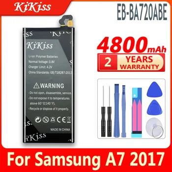 Оригинална батерия KiKiss 4800 mah Висок капацитет За Samsung Galaxy A7 2017 версия SM-A720 A720 A720F Батерия за телефона EB-BA720ABE