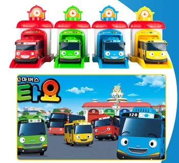 Нов 4 цвята Тайо малък автобус oyuncak araba кола мини пластмаса отстъпи Тайо Гани Лани Роговете модел на автобуса за деца Коледен подарък