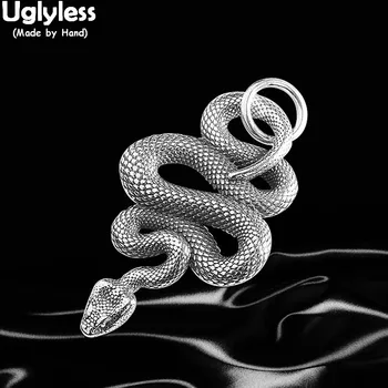 Uglyless Нови Творчески Комплекти Бижута във формата на Змии за Мъже, Тайландски Сребърни Обеци във формата на Змии, Пръстени, Висулки, Череп, Сребро 925 Проба, ХИП-ХОП мода Бижута