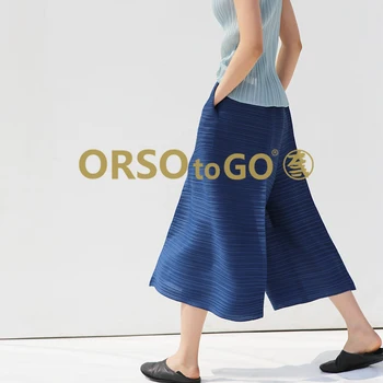 Changpleat 2021 лятна нова дамски свободна пола панталон на Анна в сгъвката на Голям размер на ежедневните старинни японски художествени съкратен широки панталони