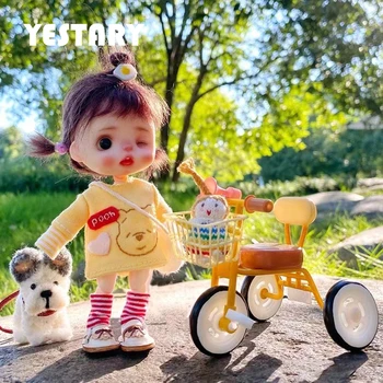 YESTARY Куклени Къщи Играчки Ретро Триколка За 1/12 Bjd Кукли Аксесоари Obitsu 11 Модерен Малка Триколка Мебели За куклена Къща За Момичета
