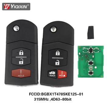 YIQIXIN 313,8/315 Mhz 4D63 Чип 3/4 Бутони за Дистанционно Складного ключ за кола За Mazda 3 5 6 CX-7 И CX-9 MX-5 Miata RX-8 2009-2012 KPU41788