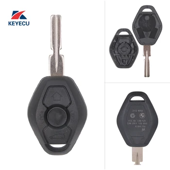 KEYECU Смяна на черупката дистанционно ключ, Ключодържател за BMW Z3 Z4 X3 X5 E36 325i 3 5 7 525i 330i HU58 (Задна страна с надпис 315/433 Mhz)