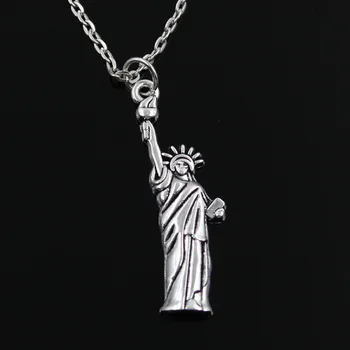 Нова Мода Статуята На Свободата В Ню Йорк Окачване Кръг Кръст На Верига От Къси На Дълги Мъжки Дамски Сребърен Цвят Верижки И Колиета, Бижута Подарък